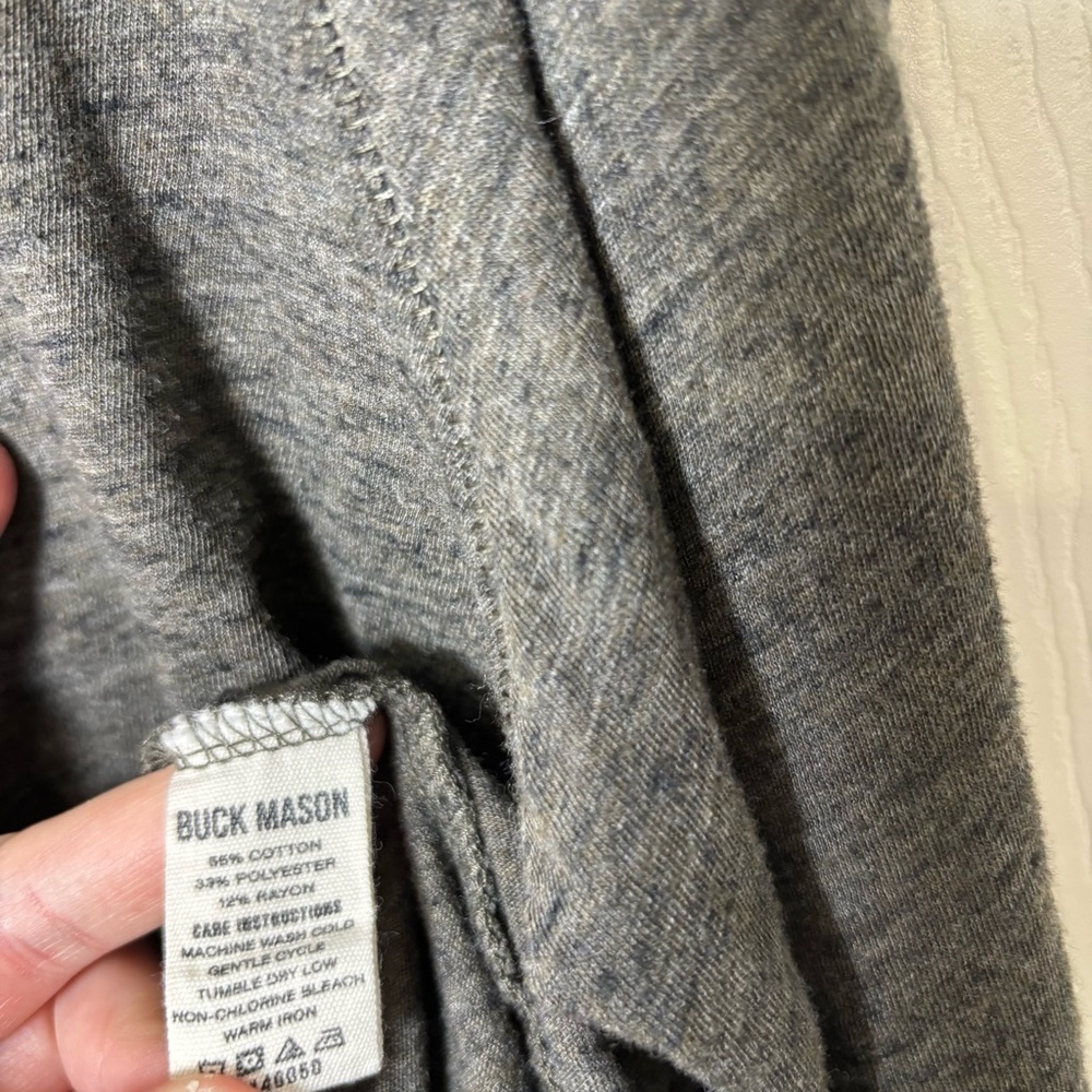 Buck Mason Shirt Mens XL Gray Charcoal Knit Pullover Crew Neck Long Sleeve Lux - Picture 7 of 7